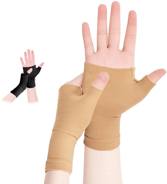 1 Paar Compressiepolssteun, Koperen Polsbandjes Voor Mannen En Vrouwen, Nachtsteun Voor Polsbandjes En Verlichting Van Pijn Zoals Carpaal Tunnel En Artritis (Beige, L)