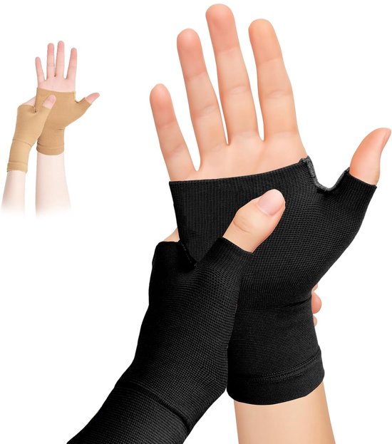 1 Paar Compressiepolssteun, Koperen Polsbandjes Voor Mannen En Vrouwen, Nachtsteun Voor Polsbandjes En Verlichting Van Pijn Zoals Carpaal Tunnel En Artritis (Zwart, S)