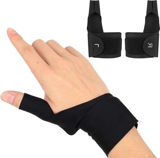1 Paar Duimbraces Links & Rechts - Professionele Polsondersteuning met Verstelbare Duimorthese - Elastische Sportbrace voor Optimale Polsstabilisatie (Zwart)
