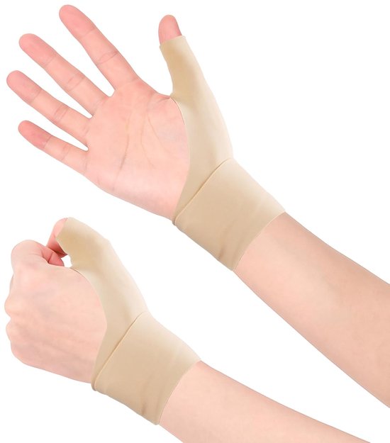 1 paar duimspalk links en rechts, zachte duimorthese voor activiteit, voor peesontsteking, artrose, carpaal tunnelsyndroom, verstuikingen en pijnverlichting (beige, S)