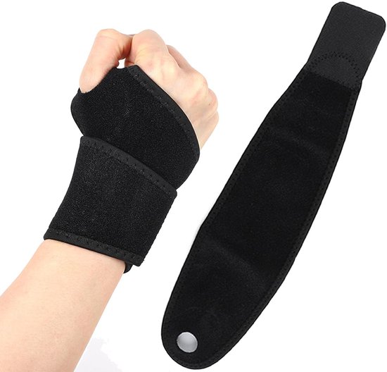 1 paar polssteun, verstelbare duimbrace, rechts, links, polssteun, elastische polsband voor tennis, sportschool, pols voor sport, werk, slapen, pijnverlichting (zwart)