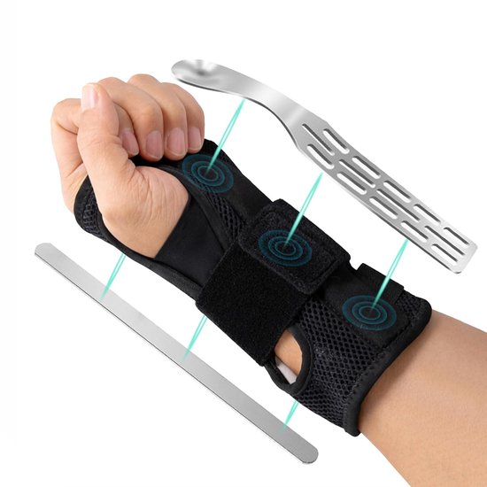 1 stuk carpaal tunnelsyndroom rail met 2 metalen spalken, verstelbare handspalk links, polssteun, polsspalk voor tendinitis, artritis, verstuikingsherstel (links L/XL)