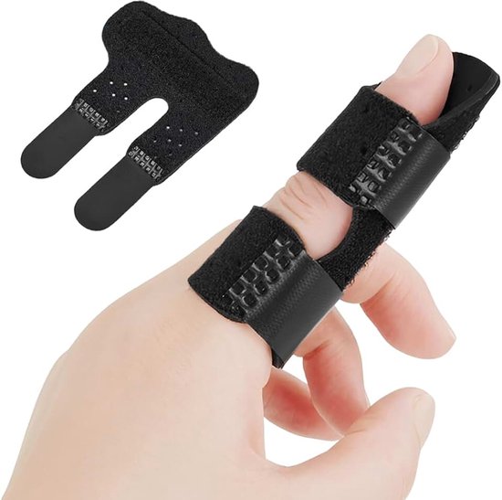 1 x verstelbare vingerspalk met afneembare metalen stang – voor artritis, peesontsteking, fracturen (zwart)