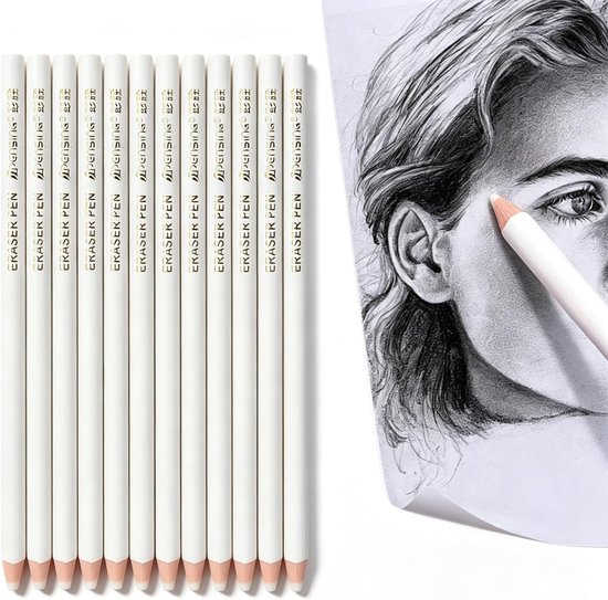 10 Houten Gum Potloden Precisie Hoogtepunt Gum, 17.7cm Pen Gum voor Kunstenaars Schetsen Tekening Details Gum Pen Wrijft Fijne Lijnen Uit Zonder Vlekken