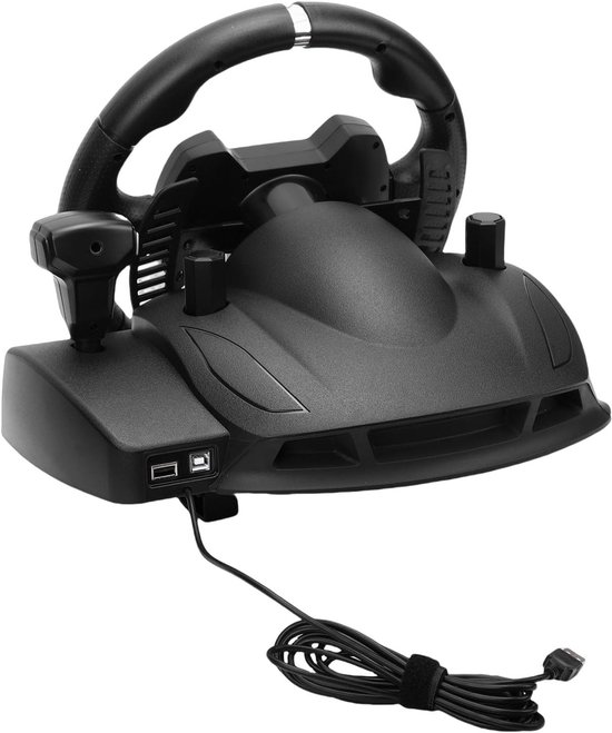 11 Inch Stuurwielset, Gamingstuur en Pedaal voor -schakelaar, Ondersteuning voor, 270 Graden Rotatie, 7 Niveaus Verstelbare Stuurgevoeligheid, Dubbele Joysticks
