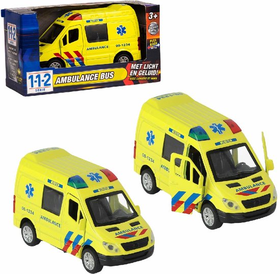 112 Pull-Back Ambulance Bus 1:34 + Licht En Geluid van Merkloos