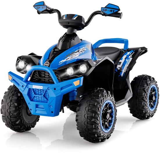 12V Elektrische Quad voor Kinderen - Met Muziek, Claxon en LED-Koplamp, Kinderquad 2,2-4,3 km/u, Geschikt voor Peuters vanaf 3 Jaar, Marineblauw van Merkloos