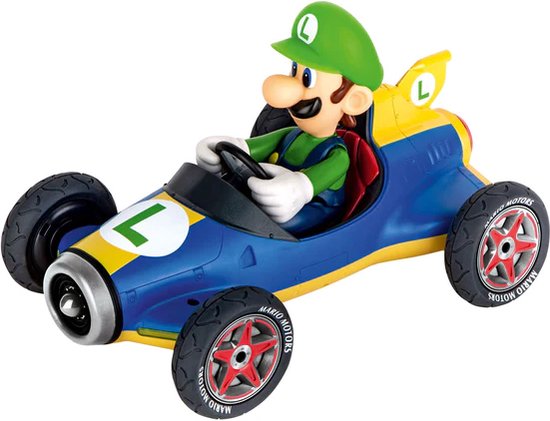 1:43 Carrera P&S Mario Kart - Mach8 car Luigi - Pull-Back Terugtrekauto van Carrera