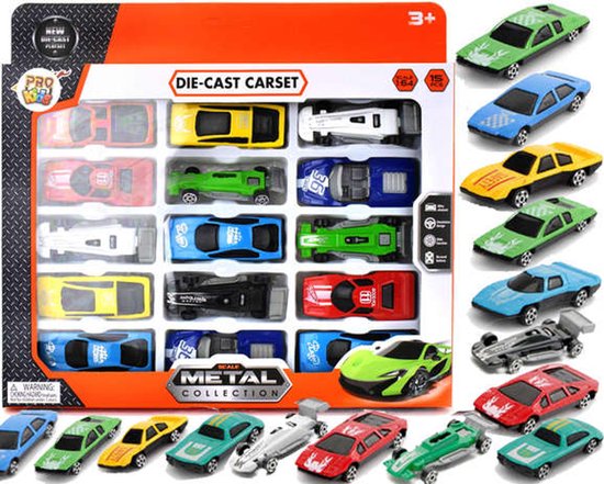 15 Metal Sportauto's Schaal 1:64 - Speelgoed voor Kinderen van Merkloos