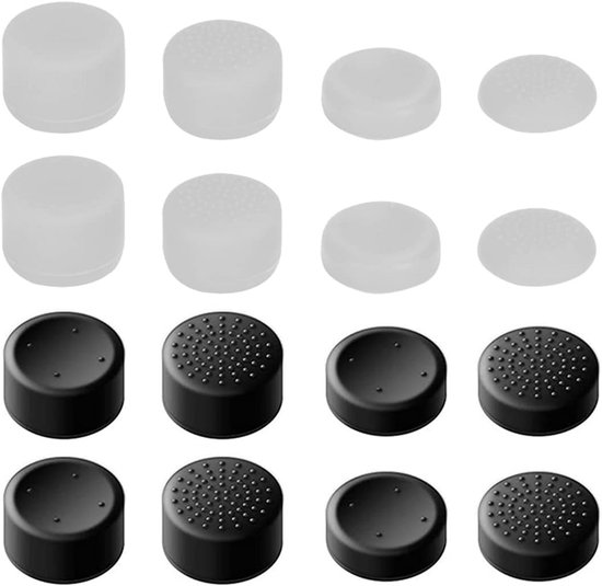 16 stuks Joystick Thumbstick Doppen voor Controller - 4 Hoogtes Zwart Wit van Merkloos