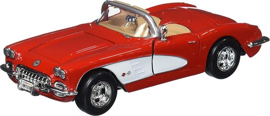 1959 Corvette 1:24 (American Classic, Rood) - Modelauto - Schaalmodel - Model auto van Motormax