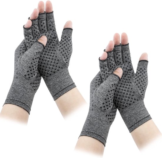 2 paar artritishandschoenen, compressiehandschoenen, bieden warmte en compressie om genezing te bevorderen, vingerloos ontwerp, verlichten pijn van reumatoïde artritis en carpale tunnel (S)