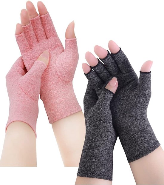 2 paar artrose handschoenen vingerloze handschoenen, reuma compressiehandschoenen, artriti gaming handschoenen, reumatische pijnverlichting, RSI, carpaal tunnelsyndroom