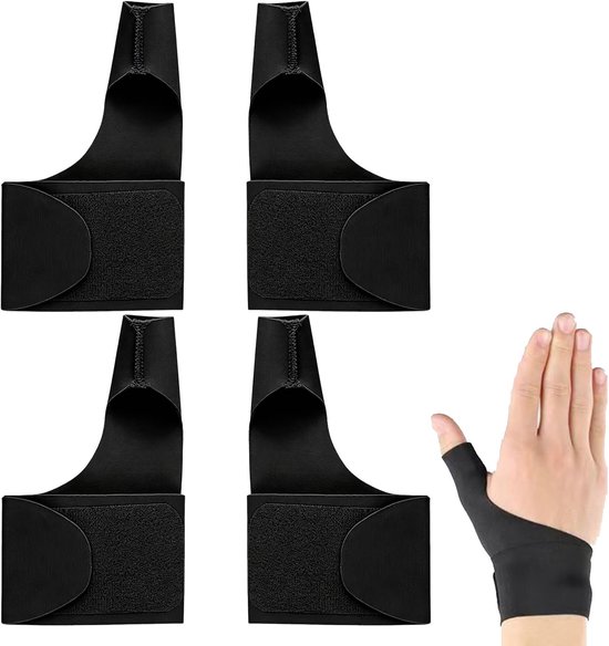 2 paar duimbasesadelgewricht bandages - Duimbrace rechts en links voor dames en heren - Elastische polsbrace voor handgewrichtsteun, verlichting bij peesschederentsteking en sport - Zwart