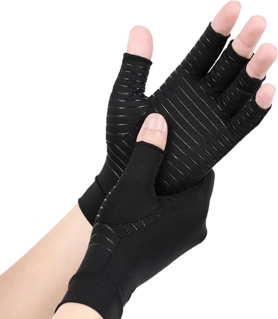 2 paar koperen artritis compressie handschoenen Raynauds handschoenen reumatoïde artrose polssteunen -handpijnverlichting