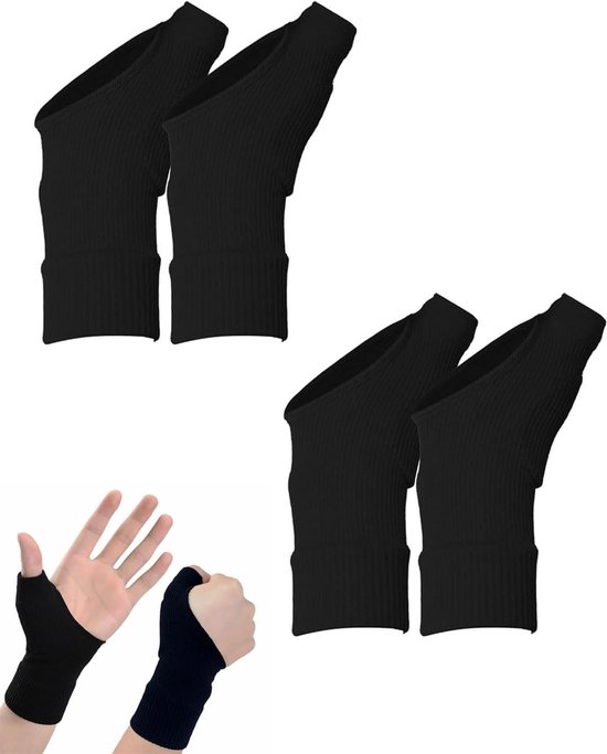 2 paar therapeutische compressiehandschoenen voor artritis, ademend, vingerloze handschoen met gel, ter verlichting van hand-, pols-, duim en gewrichtspijn (zwart: L)