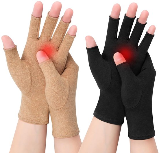 2 Paar Vingerloze Artritis Handschoenen Voor Vrouwen En Mannen, Compressie Artritis Handschoenen Vingerloze Handschoenen Verlichten Pijn Van Reumatoïde Artritis En Carpaal Tunnelsyndroom