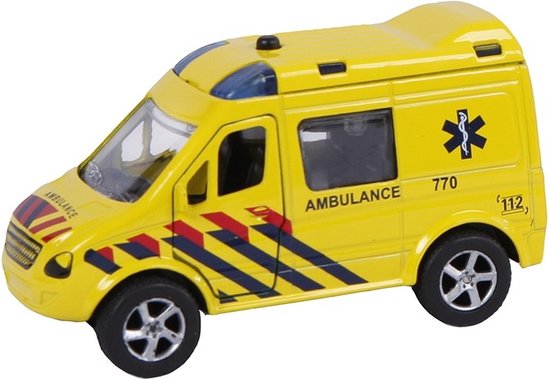 2-play Ambulance Pull-back Met Licht En Geluid 11 Cm Geel van 2-Play