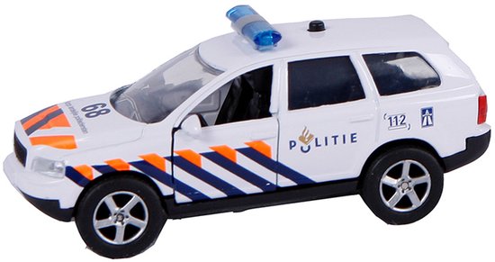 2-play Politiewagen Pull-back Met Licht En Geluid 11 Cm Wit van Merkloos