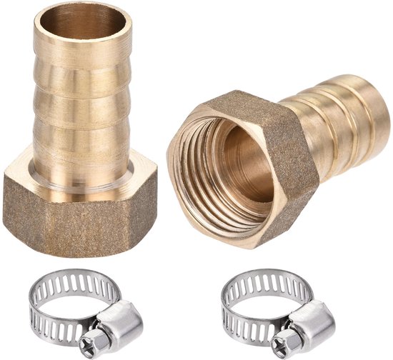2 sets brass barbell hose connection adapter 16mm barbecue x G1/2 inner tube with 13-19mm hose clamp van Merkloos