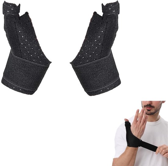 2 Stukken Duimspalksteunbrace, Duimbrace links en Rechts,Duimspalk Tendinitis Bandage, Voor Pijnverlichting, Artritis, Verstelbaar Compressieverband voor de linker- en Rechterpols