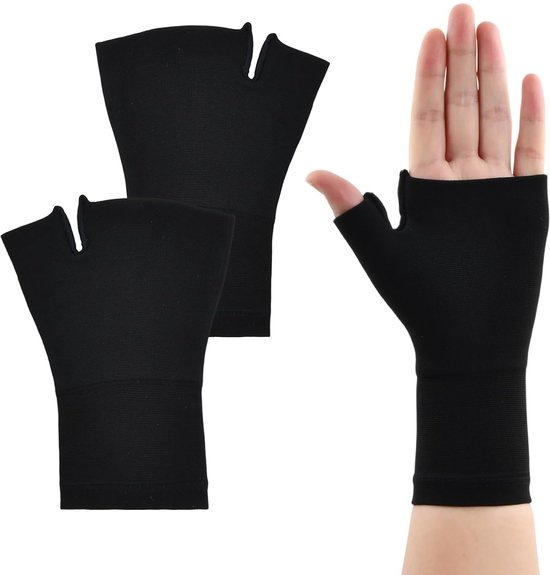 2 stuks compressiesteun, duimsteun, ademende carpale tunnel, steunhandschoenen, elastische bandage, duimsteunen, compressieve polssteun, artritis, handschoenen voor dames en heren (L)
