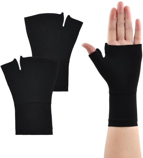 2 stuks compressiesteun, duimsteun, ademende carpale tunnel, steunhandschoenen, elastische bandage, duimsteunen, compressieve polssteun, artritis, handschoenen voor dames en heren (M)