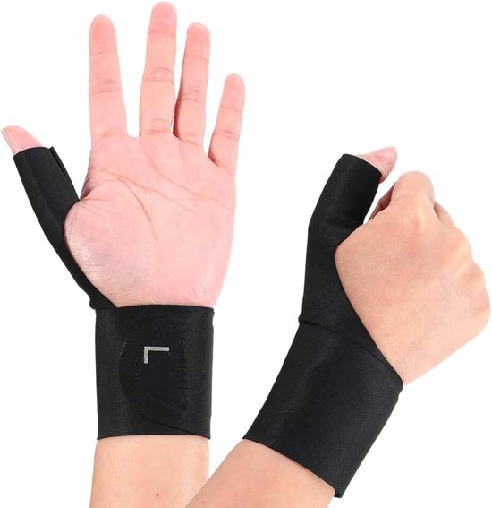 2 stuks duimbandage rechts en links, elastische duimspalk voor duimzadelgewricht en pols, zachte duimorthese bij rhizartrose en peesontsteking, polssteun, zwart