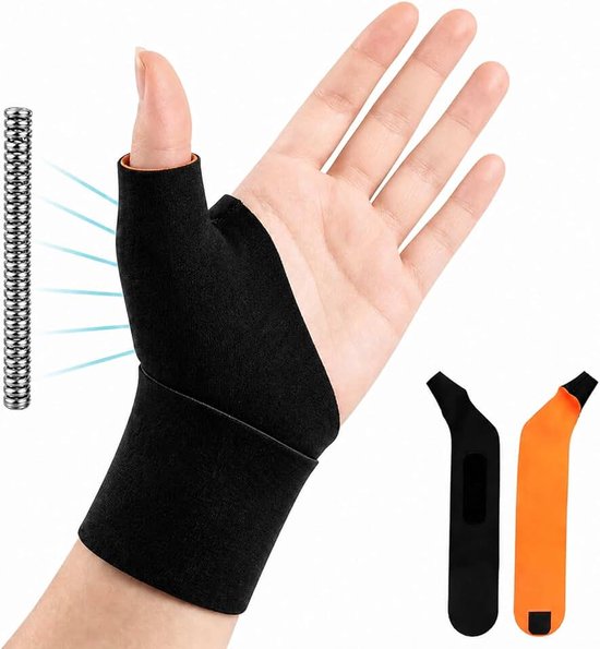 2 stuks duimbandage rechts links elastisch, stabiliserend voor duim en pols, bandage met elastische pols, ademend, voor gebruik in de sportschool, bij dagelijkse training (zwart)