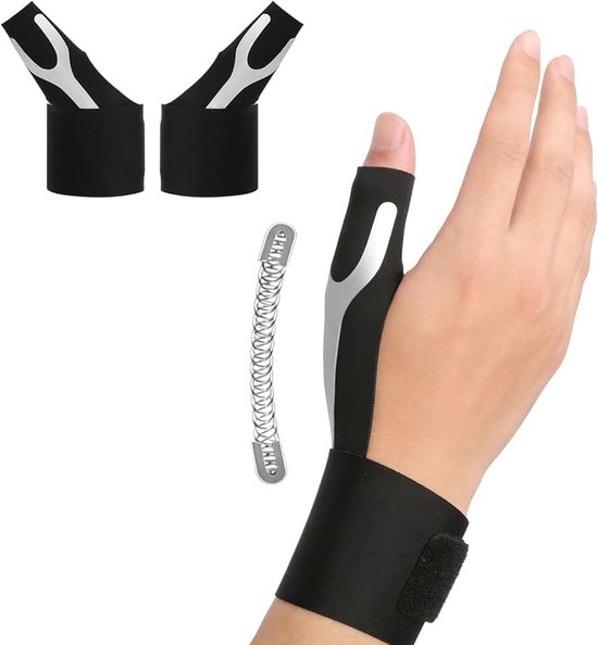 2 stuks duimbrace, rechts en links, zachte steunhoes voor dagelijks gebruik en kantoor, dunne polsbandage met aanpasbare compressie, comfortabele ondersteuning bij belasting, uniseks