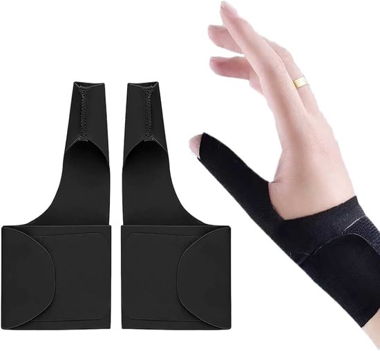 2 stuks duimbrace, rechts, links, elastische duimpolsspalk, compressiehuls, polsspalk, carpaal tunnelsyndroom-rail, polsbandage (zwart)