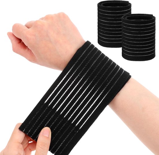 2 stuks elastische polsbandages, sport, handbandage, polsbandage, ademend, klittenbandsluiting, polssteun voor sportschool, tennis, krachttraining, mannen en vrouwen