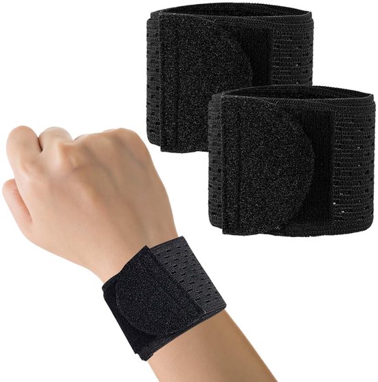 2 stuks polsbandages fitness, polssteun dames en heren, ademende handbandage pols voor polsverstuiking, pijn, polsbescherming, peesscheeshand (zwart)