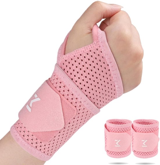 2 stuks polsbandages, roze, polssteun, verstelbare polsbandage, zacht, ademend, polsbeschermer, voor pijnverlichting, sport, werk