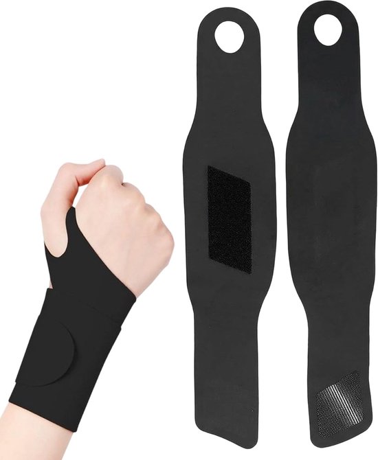 2 stuks polsbandages, zwart, verstelbare polssteun, sport polsbeschermers voor fitness en krachtsport