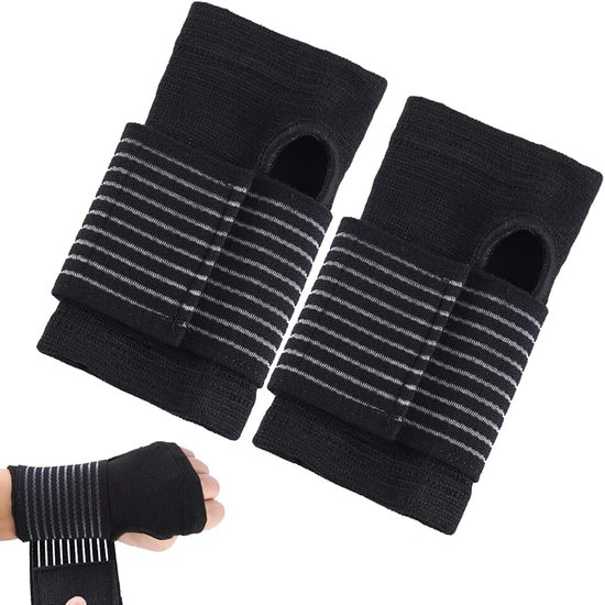 2 stuks polssteunen, polsbandage polsbandage met verstelbare klittenbandsluiting, polssteun voor sport en dagelijks gebruik, elastische steunbanden, zwart, voor vrouwen en mannen