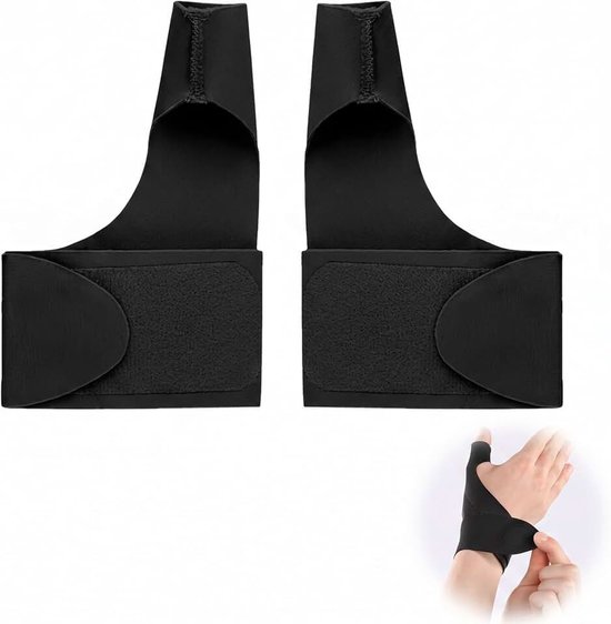 2 stuks, rizoartrose, duimbandage voor vrouwen en mannen, polssteun, peesontsteking, pijnbescherming (zwart)