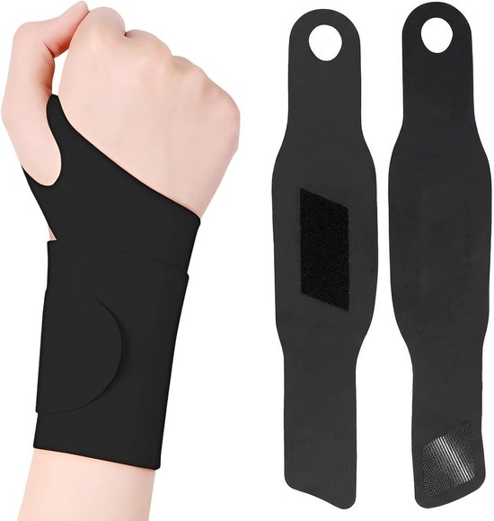 2 stuks sportpolsbeschermers, zwart, verstelbare steunarmband voor krachttraining, fitness, tennis en kantoorwerk, ademende en comfortabele polsband, voor dames en heren