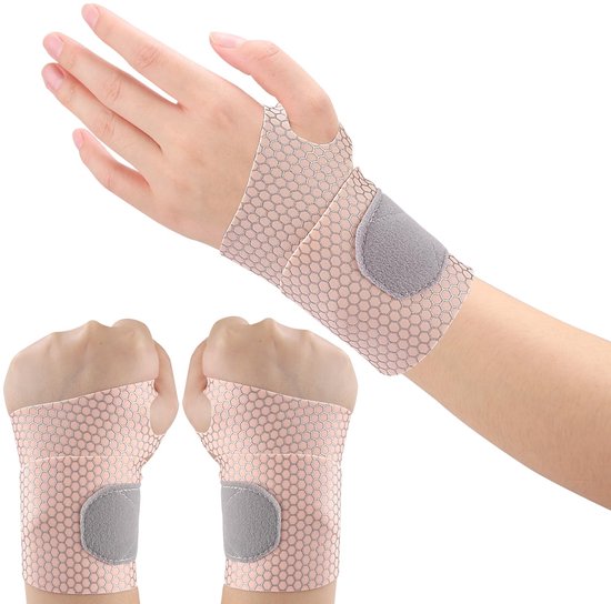 2 stuks ultradunne polsbandage en compressiebandages, elastische, verstelbare carpaal tunnelondersteuning voor sportieve fitness (beige)