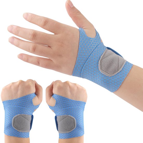 2 stuks ultradunne polsbandage en compressiebandages, elastische, verstelbare carpaal tunnelondersteuning voor sportieve fitness (blauw)