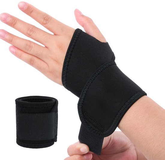 2 x tunnel-polsbandages, verstelbaar en ademend, voor heren en dames, voor kantoor, sportschool, tennis, peesontsteking, artritis, sportbescherming, zwart