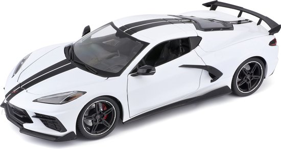 2020 Chevrolet Corvette Stingray Coupe (Wit/Zwart) (20 cm) 1/24 Maisto [Modelauto - Schaalmodel - Miniatuurauto] van Merkloos