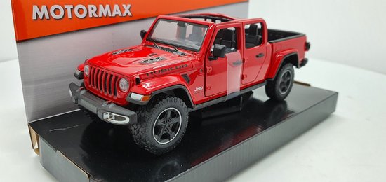 2021 Jeep Gladiator Rubicon (Rood) (22 cm) 1/27 Motor Max - Modelauto - Schaalmodel - Model auto - Miniatuurautos - Miniatuur auto van Motor Max