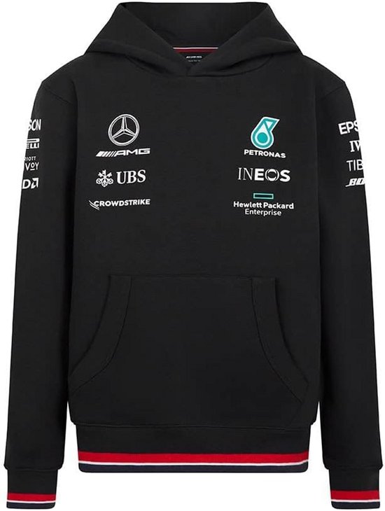2022 Formula 1 Team Hoodie voor Kinderen - Zwart met Rood en Zilver - Comfortabele Sweatshirt Kapuchon met Embleem Print van Merkloos