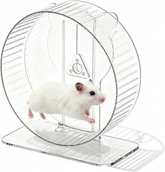 23,6 cm hamsterwiel: Silent hamsterwiel van transparant acryl, super stille hamster oefenwielen met in hoogte verstelbare standaard voor hamsters, gerbillen, chinchilla's en kleine dieren
