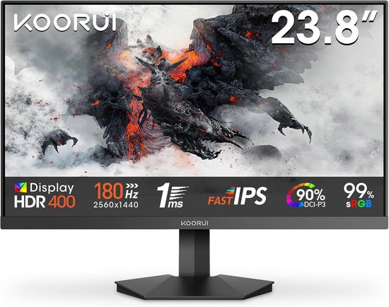 24 Inch QHD 1440P Gaming Monitor 180Hz IPS 1ms Adaptive Sync van Merkloos