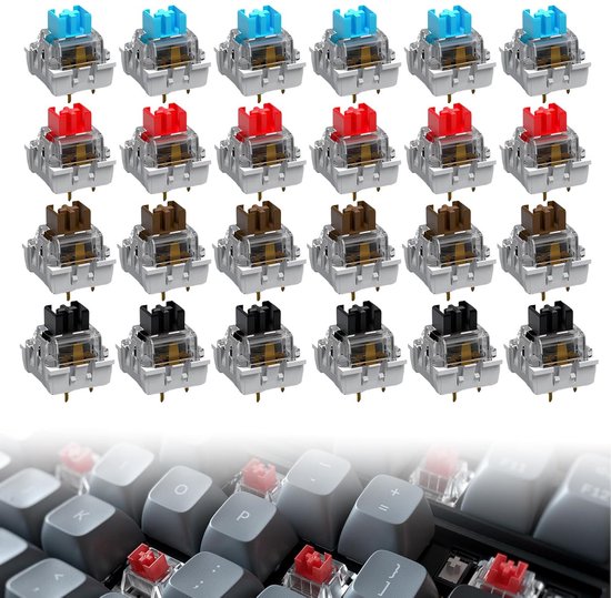 24 Stuks Mechanische Toetsenbord Schakelaars Vervanging - 3-Pin Gaming Toetsenbord Switches