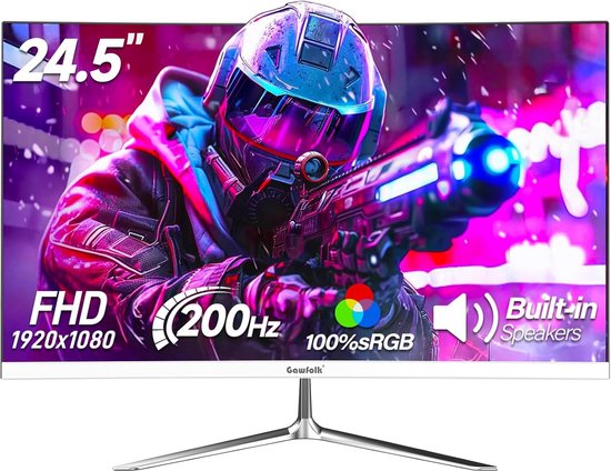 24,5 inch Gaming Monitor - 200 Hz FHD 1080P Frameloze PC-Scherm met Luidsprekers en Oogverzorging van Merkloos