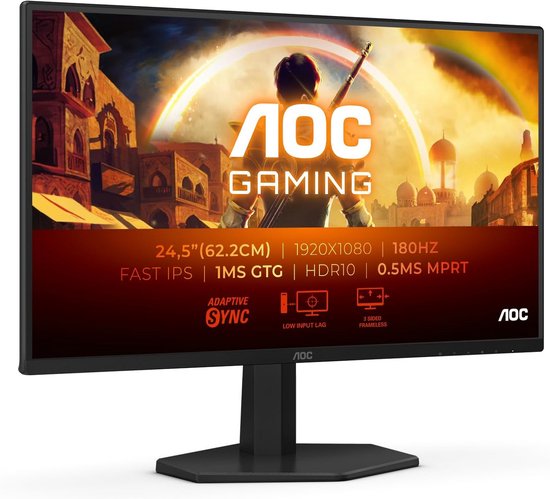 24,5 inch Gaming Monitor Full HD 180Hz 1ms IPS Compatibel met FreeSync en G-Sync van Merkloos