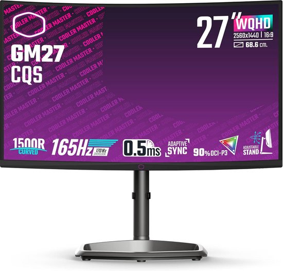 27 inch Curved Gaming Monitor WQHD 165Hz VA Paneel 0.5ms Adaptive Sync HDR 400 van Merkloos